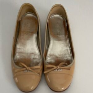 Prada Women's Beige Patent Flats